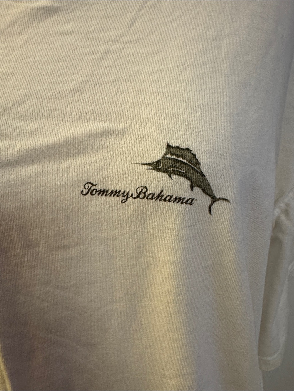 Tommy Bahama White Tee with “Game Opener” design - Picture 2 of 5
